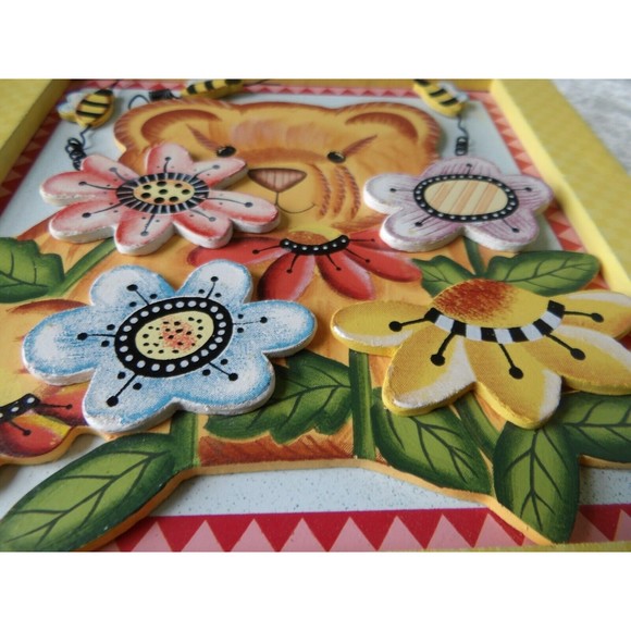 🎁Debra Jordan Bryan Wood Wall Hanging Bear Plaque Corkboard for Notes/Photos - Picture 15 of 16